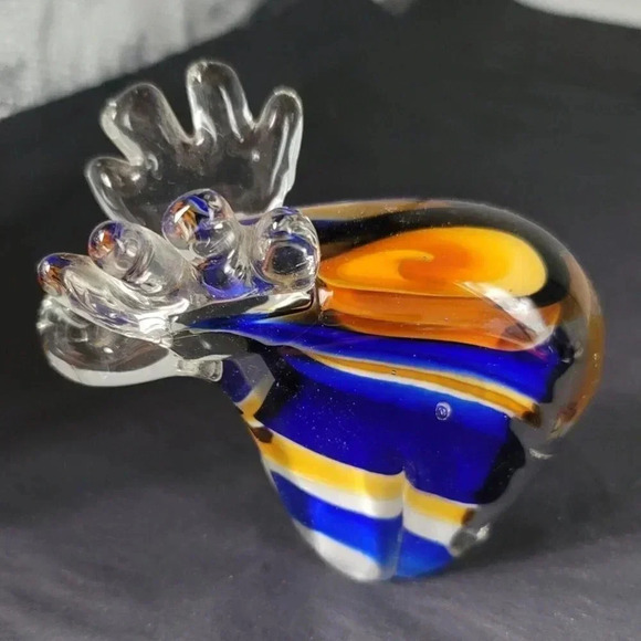Moose Art Glass Animal Figurine Paperweight Cobalt Blue/Amber/yellow/White/Clear - Picture 9 of 9